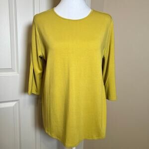 J. Jill Wearever Collection Golden Yellow Flowy Stretchy Top Size Medium EUC